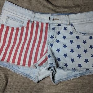 American flag denim shorts